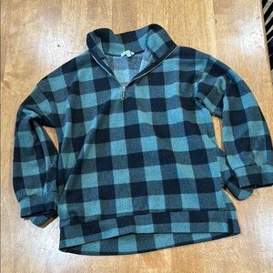 White Birch Teal and Black Checkered Top
